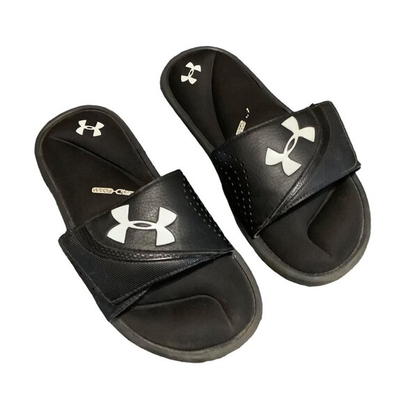 Under Armour Slides Slip On 4D Foam Youth Boy Size 3 Black Athletic Durable - Picture 1 of 6
